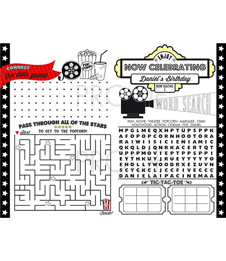 Movie Party Printable Activity Coloring Page